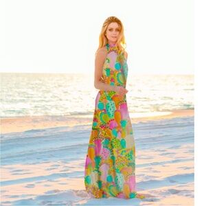 Judith March | Dresses | Rare Judith March Pastel Cactus Canyon Novelty  Print Halter Open Back Maxi Dress | Poshmark